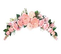 OrgMemory Flores de arco de boda, guirnaldas florales artificiales, guirnalda decorativa de 27 pulgadas, flores de letrero de bienvenida, fiesta, decoración del hogar (melocotón)