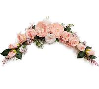 OrgMemory Flores de arco de boda, guirnaldas florales artificiales, guirnalda decorativa de 27 pulgadas, flores de letrero de bienvenida, fiesta, decoración del hogar (melocotón)