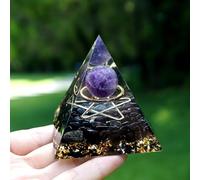 OrgoneVivid Galaxy Series Orgone Pirámide de amatista esfera de cristal con piedra de cristal natural de obsidiana, resina de orgonita curaciones