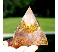 OrgoneVivid - Pirámide de orgón con esfera de cristal rosa con amatista, piedra de cristal natural, resina, herramienta de meditación