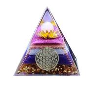 Orgonita Pirámide De 7 Chakras Flor De La Vida Lotus Pirámide Grande, Cristales Curativos,Cristales De Chakra De Meditación(Grande,8 Cm/3,15 Pulgadas)