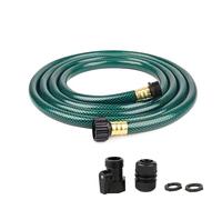 ORGRIMMAR Manguera de agua flexible de 10 pies: manguera verde resistente de 5/8 pulgadas con accesorios de latón macizo, ligera y duradera para jardín y exterior, riego eficiente para jardineros y