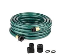 ORGRIMMAR Manguera de agua flexible de 50 pies: manguera verde resistente de 5/8 pulgadas con accesorios de latón macizo, ligera y duradera para jardín y exterior, riego eficiente para jardineros y