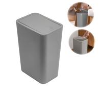 Orgrul Cubo de basura para cuarto de baño con tapa, de plástico con tapa a presión, acero inoxidable mate, cierre suave, cierre silencioso, cubo interior, cubo de basura, cubo de basura, cubo de