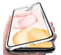 Orgsty Funda para Honor 400 5G, Absorción Magnética Cubierta Vidrio Frontal y Posterior Case Marco Metal Súper Delgada Protección de 360 Grados Funda, Plata