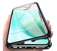 Orgsty Funda para Honor 400 Lite 5G, Absorción Magnética Cubierta Vidrio Frontal y Posterior Case Marco Metal Súper Delgada Protección de 360 Grados Funda, Negro