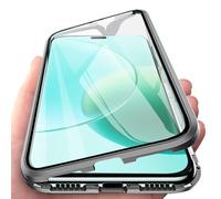 Orgsty Funda para Honor 400 Lite 5G, Absorción Magnética Cubierta Vidrio Frontal y Posterior Case Marco Metal Súper Delgada Protección de 360 Grados Funda, Gris