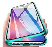 Orgsty Funda para Vivo Y33s / Y21s (6,58"), Absorción Magnética Cubierta Vidrio Frontal y Posterior Case Marco Metal Súper Delgada Protección de 360 Grados Funda, Verde