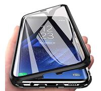 Orgsty Funda para Vivo Y33s / Y21s (6,58"), Absorción Magnética Cubierta Vidrio Frontal y Posterior Case Marco Metal Súper Delgada Protección de 360 Grados Funda, Negro