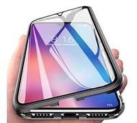 Orgstyle Funda para Vivo Y20s / Y11s, Absorción Magnética Cubierta Vidrio Frontal y Posterior Case Marco Metal Súper Delgada Protección de 360 Grados Funda, Negro