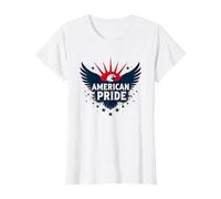 Orgullo Americano: Emblema de águila patriótica para patriotas Camiseta, Mujer, Blanco, M