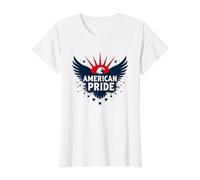 Orgullo Americano: Emblema de águila patriótica para patriotas Camiseta, Mujer, Blanco, XL