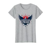 Orgullo Americano: Emblema de águila patriótica para patriotas Camiseta, Mujer, Gris Jaspeado, M