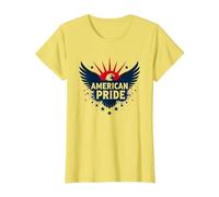 Orgullo Americano: Emblema de águila patriótica para patriotas Camiseta, Mujer, Limón, M