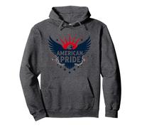 Orgullo Americano: Emblema de águila patriótica para patriotas Sudadera con Capucha, Unisex para Adultos, Jaspeado Oscuro, M