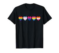 Orgullo Corazones Arco Iris Trans Bi Pan Lesbiana LGBTQ Amor Camiseta