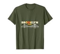 Orgullo de Brooklyn: Horizonte icónico del Puente para los Amantes de la Ciudad Camiseta, Hombre, Verde Oliva, 3XL