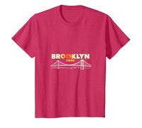 Orgullo de Brooklyn: Horizonte icónico del Puente para los Amantes de la Ciudad Camiseta, Niños, Rojo Jaspeado, 4 años