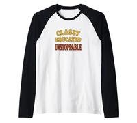Orgullo de empoderamiento de Las Mujeres Negras imparables educadas con Clase Camiseta Manga Raglan