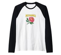 Orgullo de jardín retro con flores de peonía de Mishawaka Indiana Camiseta Manga Raglan