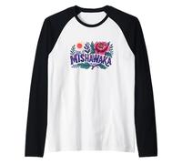 Orgullo de jardín retro con flores de peonía de Mishawaka Indiana Camiseta Manga Raglan