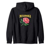 Orgullo de jardín retro con flores de peonía de Mishawaka Indiana Sudadera con Capucha