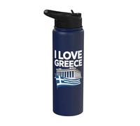 Orgullo de la bandera del Partenón I Love Greece Stainless Steel Insulated Water Bottle