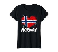 Orgullo de Noruega Patrimonio Noruego Raíces escandinavas Viajes Camiseta gráfica económica, Mujer, Negro, L