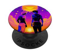 Orgullo de Verano (Estilo #4) Puesta de Sol LGBTQ Amor Diseño Gráfi PopSockets PopGrip Adhesivo