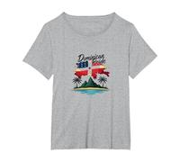 Orgullo Dominicano: Celebración Patriótica Island Paradise Camiseta, Mujer Tallas Grandes, Gris Jaspeado, 4XL Grande