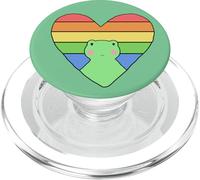Orgullo Froggie Rainbow Heart LGBTQ Verde PopSockets PopGrip para MagSafe