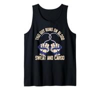 Orgullo Funny Dockworker Joke I This Guy Runs on Blood, Sweat Camiseta sin Mangas