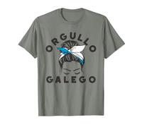 Orgullo Gallego Cinta Bandera Galicia Moño Desordenado Camiseta, Hombre, Verde Militar Jaspeado, S