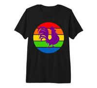 Orgullo Gay Gran Polla Púrpura Gallo Bandera Arco Iris Camiseta Premium