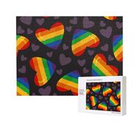 Orgullo LGBT Corazón Arcoíris Gay,Rompecabezas de Madera de 500 Piezas, Juego Familiar, Rompecabezas para Adultos, Adolescentes, decoración del hogar