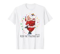 Orgullo LGBTQ 2025 Divertido Keep the Yuletide Gay Rainbow Santa Camiseta