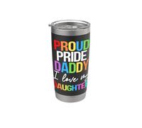 Orgullo Orgullo Daddy I Love My Daughter Girl Dad Lesbianas LGBTQ Vaso térmico de acero inoxidable de doble pared