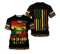 Orgullo Personalizado del Mes De La Historia Negra De Juneteenth Camiseta Básica Elástico Manga Corta Camiseta Informal tee De Manga Corta para Deporte Correr Verano S