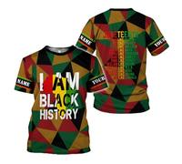 Orgullo Personalizado del Mes De La Historia Negra De Juneteenth Camiseta Informal Manga Corta Camiseta Cuello Redondo tee para Gimnasio Deporte Entrenamiento M