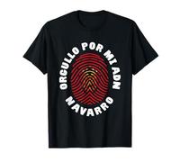 Orgullo Por Mi ADN Navarro Bandera Navarra Huella Dactilar Camiseta