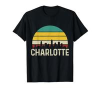 Orgullo Retro Vintage de Charlotte, Carolina del Norte Camiseta gráfica económica, Hombre, Negro, M