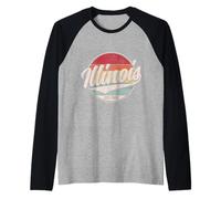 Orgullo Retro Vintage de Illinois Land of Lincoln Camiseta Manga Raglan