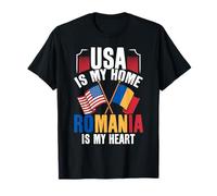 Orgullo rumano Americano Estados Unidos es mi hogar Rumania Mi corazón Camiseta