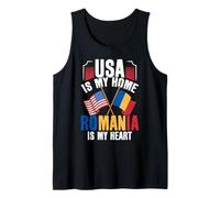 Orgullo rumano Americano Estados Unidos es mi hogar Rumania Mi corazón Camiseta sin Mangas