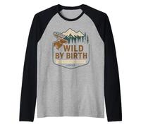 Orgullo Salvaje de Alaska Last Frontier Alce Bear Paw Camiseta Manga Raglan