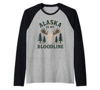 Orgullo Salvaje de Alaska Last Frontier Alce Bear Paw Camiseta Manga Raglan