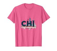 Orgullo Urbano de Chi Town Skyline para los Amantes de la Ciudad Camiseta, Hombre, Rosa Jaspeado, XXL
