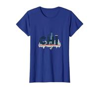 Orgullo Urbano de Chi Town Skyline para los Amantes de la Ciudad Camiseta, Mujer, Azul Real, L