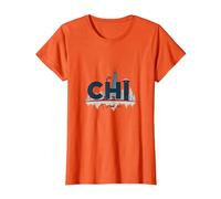 Orgullo Urbano de Chi Town Skyline para los Amantes de la Ciudad Camiseta, Mujer, Naranja, 3XL