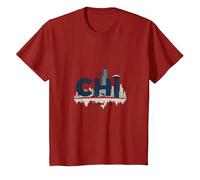 Orgullo Urbano de Chi Town Skyline para los Amantes de la Ciudad Camiseta, Niños, Arándano, 8 años